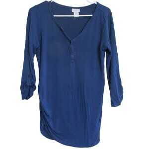 Motherhood Maternity T‎ Shirt Womens Medium Blue  3/4 Sleeve V Neck Pullover Top